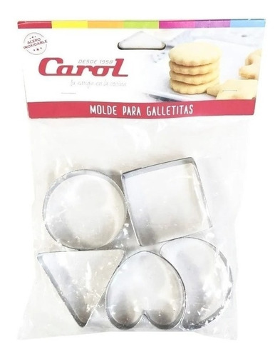 Set X 5 Moldes Cortantes Galletitas Carol Acero Inoxidable