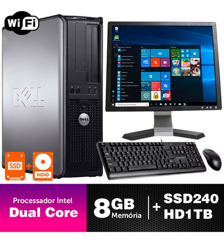 Cpu Usado Dell Optiplex Int Dcore 8gb Ddr3 Ssd240+1tb Mon17q