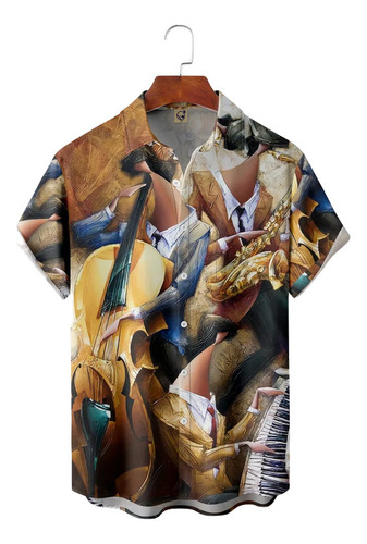 Camisa Hawaiana Unisex Con Estampado De Música Artística, Ca