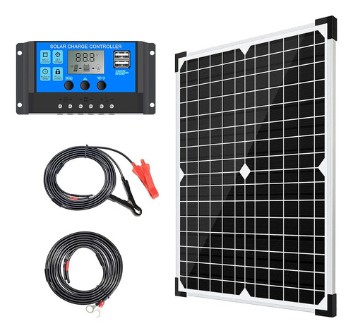 Kit De Panel Solar De 20 W 12 V Monocristalino De Bateria Co