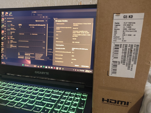 Laptop Gamer Gigabyte G5 Kd, I5 11400h, 16 Ddr4, Rtx 3060 6g Negro