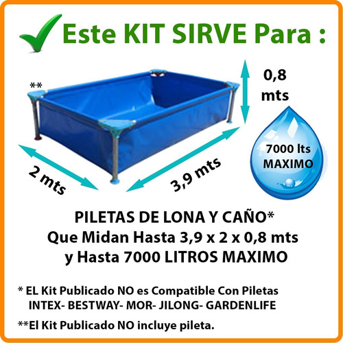 Imagen 4 de 7 de Bomba Filtro Pileta De Lona Tipo Pelopincho + Kit Barrefondo