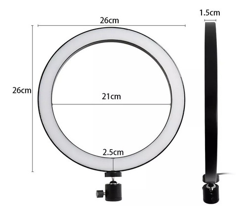 Ring Light Completo Iluminador Portátil 26cm + Tripé 2m Top