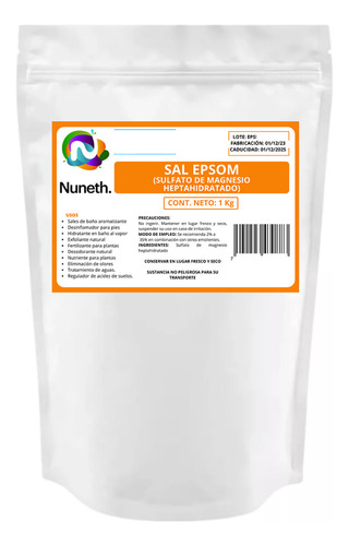 Sal De Epsom (sulfato De Magnesio) 1 Kg
