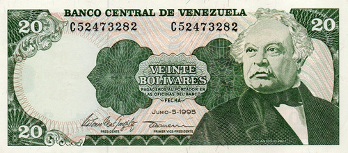 Billete 20 Bolívares 5 De Junio 1995 Serial C8