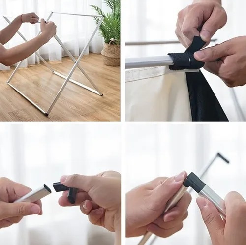 Imagen 4 de 4 de Canasto Ropa Sucia Plegable Con Doble Separacion De Ropa