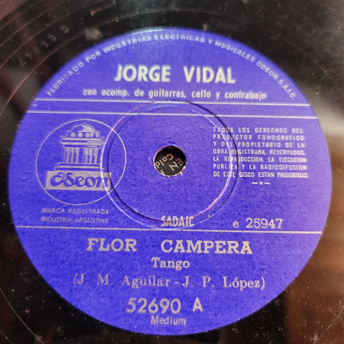 Pasta Jorge Vidal Acomp Guitarras Cello Odeon C589