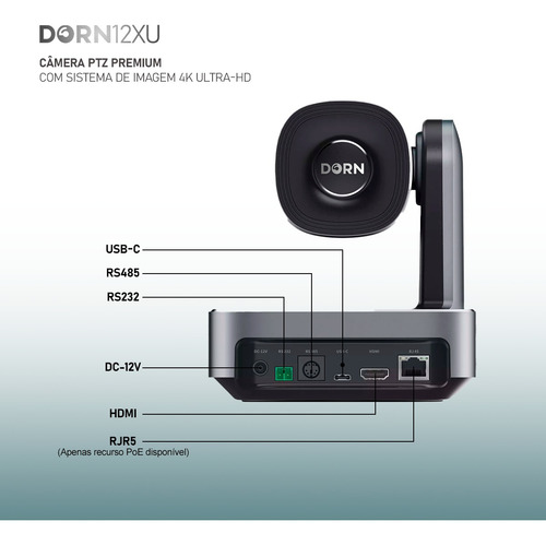 Três Câmeras Robótica Dorn Ptz 4k 12x Ndi Hx2 + Controladora