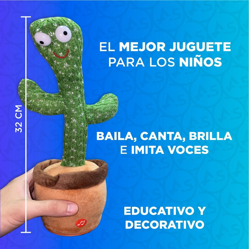 Imagen 5 de 10 de Cactus Oscar Juguete Luminoso Baila Habla Imitador Para Bebe