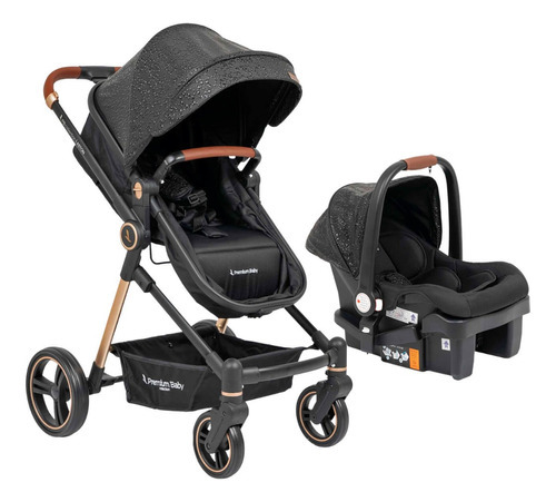 Cochecito Bebé Travel System Base 3 En 1 Premium Baby Aston Color Dorado claro