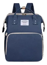 Comprar Mochila 2en1 Bolso Maternal Cuna Cambiador Plegable Portable Color Azul Diseño De La Tela Liso