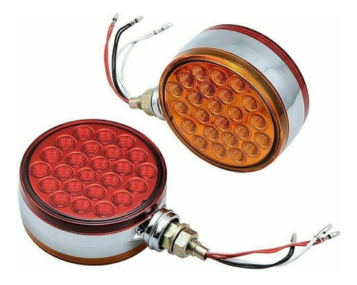 2pcs 4 Redondo 48 Rojo+amarillo 12v Luces Camión Doble Cara