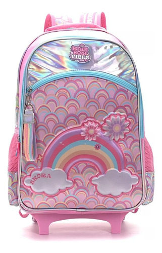 Mochila 18 Pulgadas Carro Rainbow Con Llavero Skora - 35345