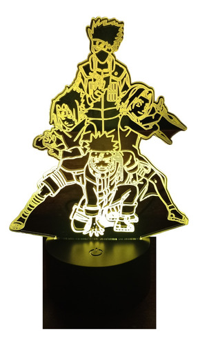 Lámpara Led 3d Equipo De Naruto 7 Colores Base Negra