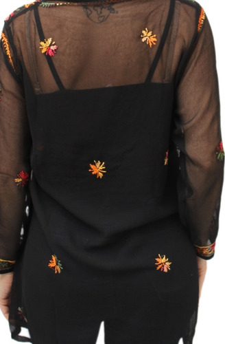 Imagen 7 de 7 de Tunica Georgette Gasa Bordado Mano Lucknow India Importada