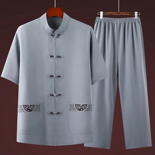 Tang Suit Camisa Pantalones De Manga Corta Con Bordado Ry Or