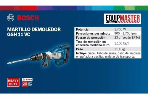 Martillo Demoledor Bosch Gsh 11 Vc Sds Max 23j 1700w