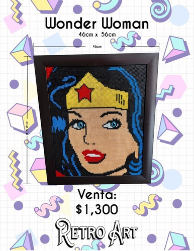 Cuadro Wonder Woman Pop Al Estilo Pixel Art