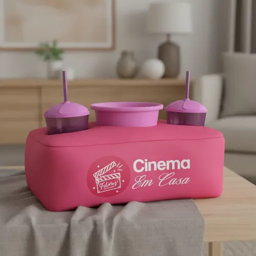 Almofada Pipoca Porta Copos E Balde Cinema Namorados Família