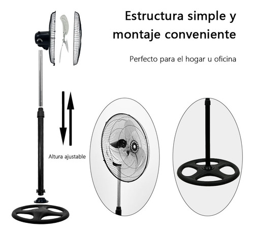 Ventilador Grande Pedestal 3 Velocidades Metalico Resistente 1.27 M 60hz Negro Azul / Gris Metal 3
