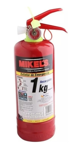 Extintor De Emergencia 1kg Mikels Recargable Con Soporte Ee1