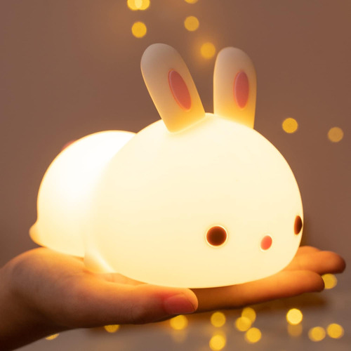 Luz De Noche Led Para Niños Con Soporte De Conejo De Silicon