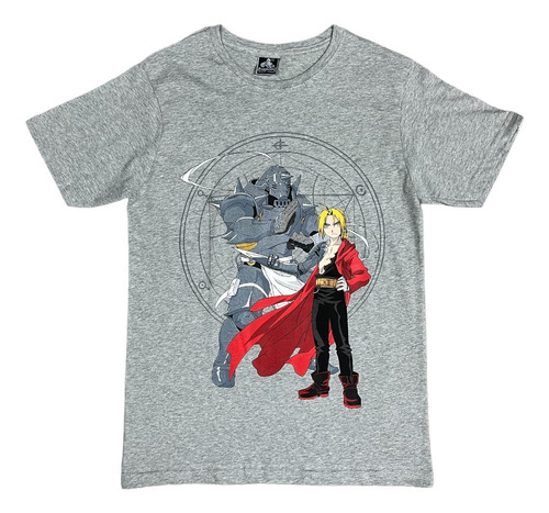 Franela Estampada Full Metal Alchemist Unisex Algodón, Gris