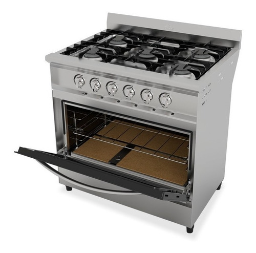 Cocina industrial Fornax Versátil Eco CV86 EV a gas 6 hornallas acero inoxidable puerta con visor