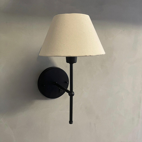 Arandela Parede Colonial Com Interruptor Na Base E Cupula Estrutura Preto Cúpula Bege 127/220v