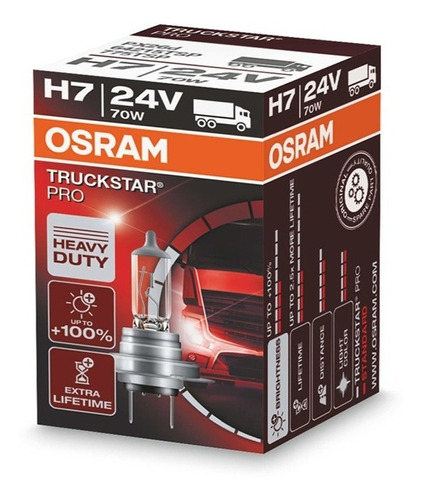 Lâmpada Caminhão H7 Osram Linha Truckstar Pro 24v 70w