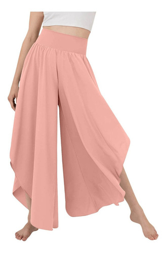 Falda Pantalon Larga Dama Color Sólido Irregular Dobladillo