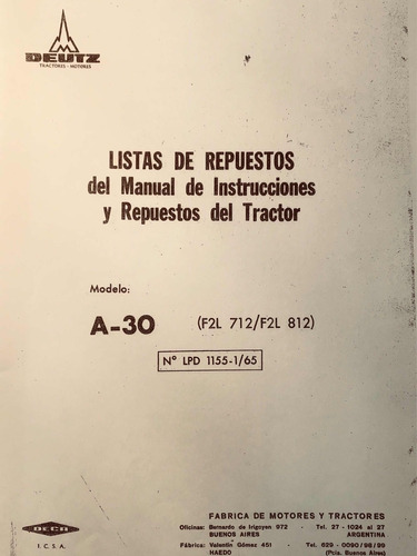 Manual De Repuestos Tractor Deutz A30