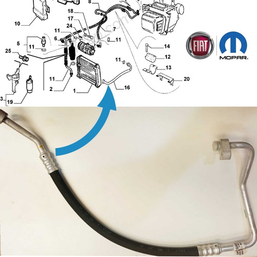 Caño Aire Ac Condensador Evaporador Palio Siena Fiat Orig