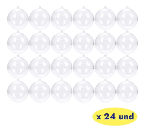 24 Bolas Esferas Transparentes 8 Cm Para Decorar Arbolito
