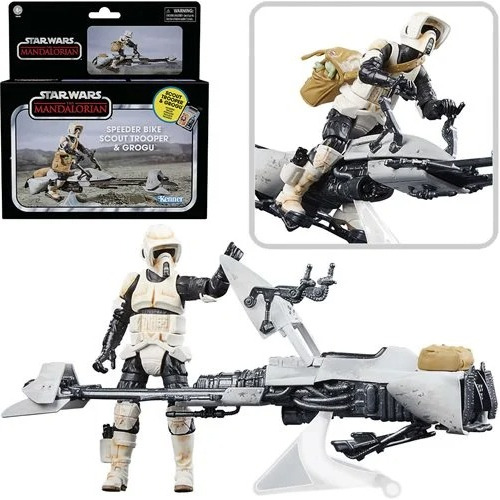 Speeder Bike Con Biker Scout Y Grogu Star Wars Vintage Msi