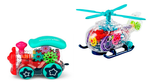 Juguete Helicóptero Tren Niños Luces Y Sonido Transparente