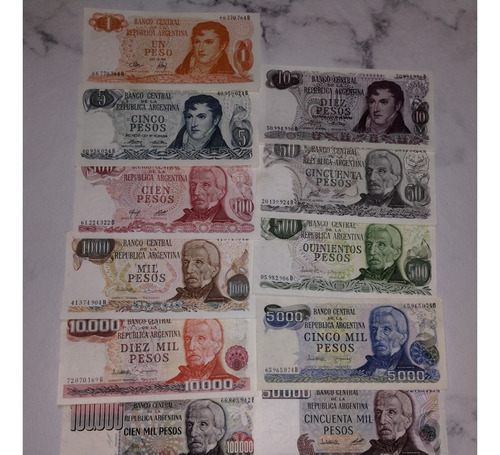 Serie Completa Billetes Pesos Ley  Argentina Hasta 1.000.000