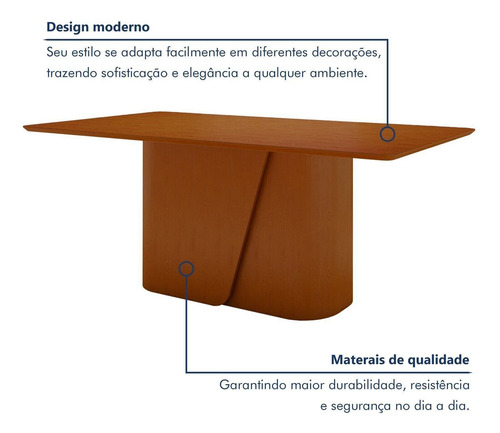 Mesa De Jantar Retangular 78x170x90cmtampo Mdf Wt
