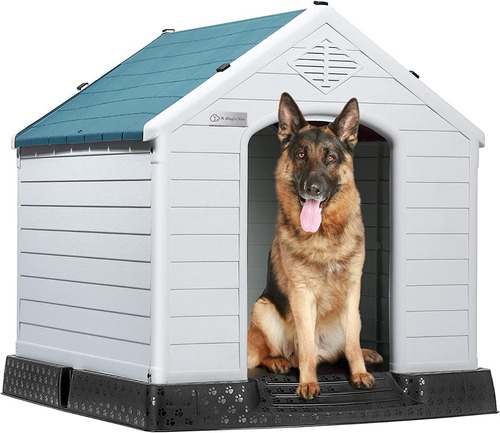 Casa Para Perros Resistente Al Agua; C/suelo Elevado; Azul