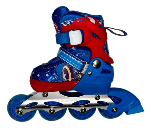 Kit Patines Ajustables Capitán América Niños + Casco Protecc