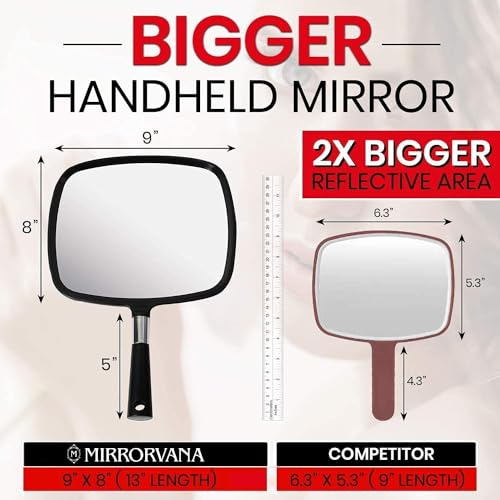 Espejo De Mano Grande Mirrorvana Con Mango Cómodo - Espejo D