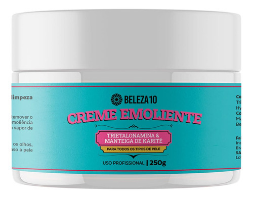 Creme Emoliente Extração 250g Beleza10 Momento de aplicação Dia/Noite Tipo de pele Todo tipo de pele