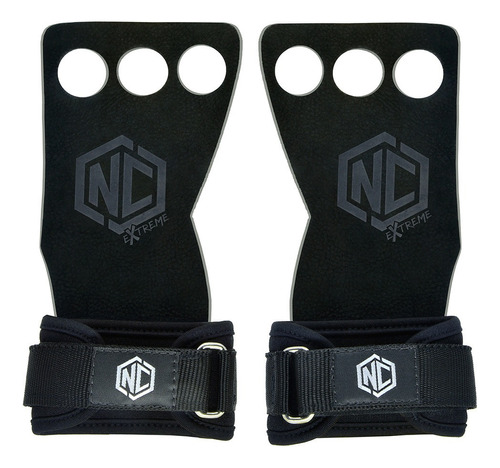 Luvas Grip Cross Pull Up Couro Protetor Palmar 3 Furos Nc Cor Preto Tamanho G