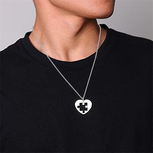T 2pc Collar Pareja Dijes Plata Acero Inoxidable Regalos