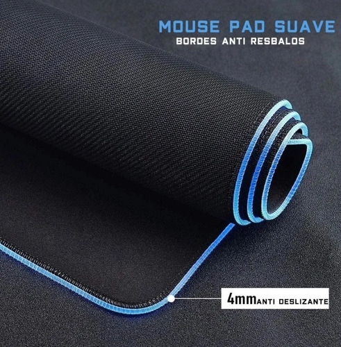 Imagen 6 de 10 de Mouse Pad Gamer Led Rgb Retroiluminado 80x30 Xl Noga Horizon