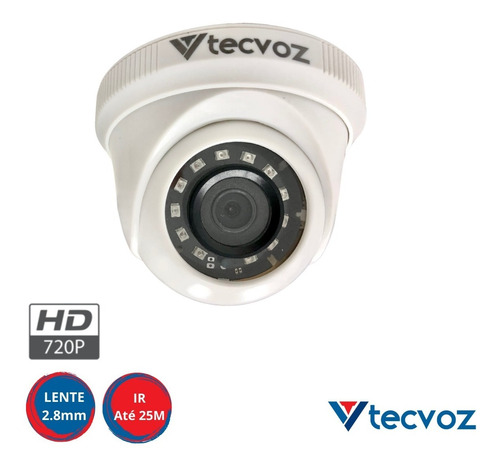 Câmera De Segurança Tecvoz Dome Hd 1mp 2.8mm Ir Ate 25m 