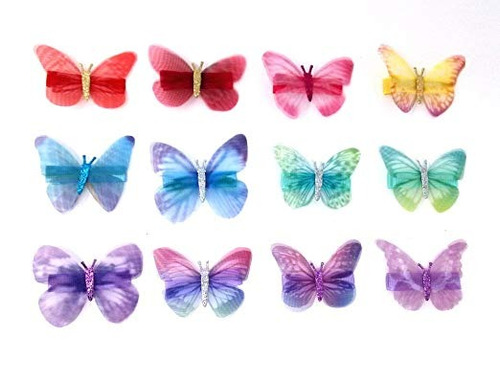 12pcs Yueton Coloridas Del Organza Del Brillo De La Mariposa