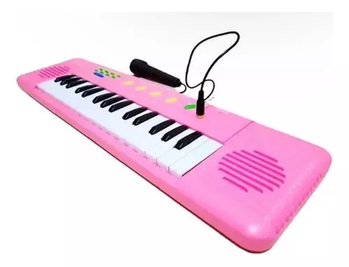 Teclado Piano Infantil Rosa 32 Teclas com Microfone Vários Tipos de Sons