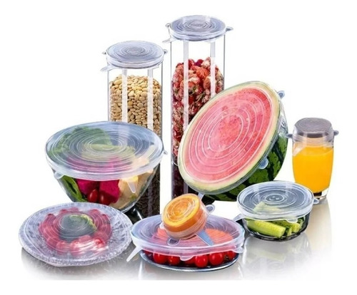 Set De 6 Tapas De Silicona Reutilizables Para Alimentos