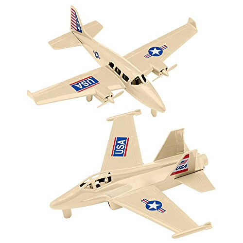 Timmee Prop Plane And Fighter Jet - Tan Plastic Army Men Air